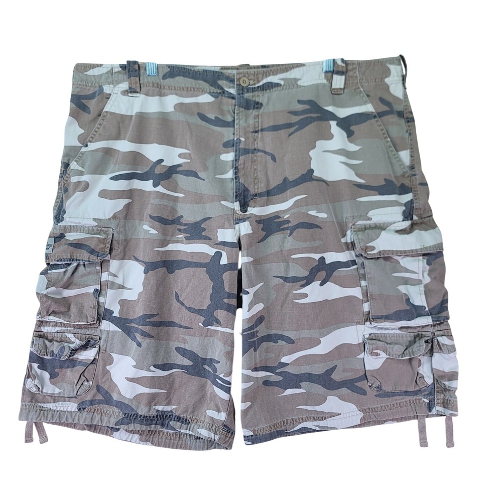 VTG Lee Dungarees Cargo Shorts Mens 42 Brown Camo Heavy Cotton Twill Y2K
